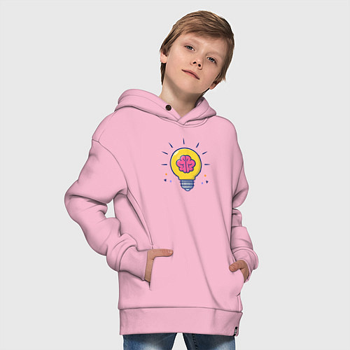 Детское худи оверсайз Мозг в лампочке / Светло-розовый – фото 4