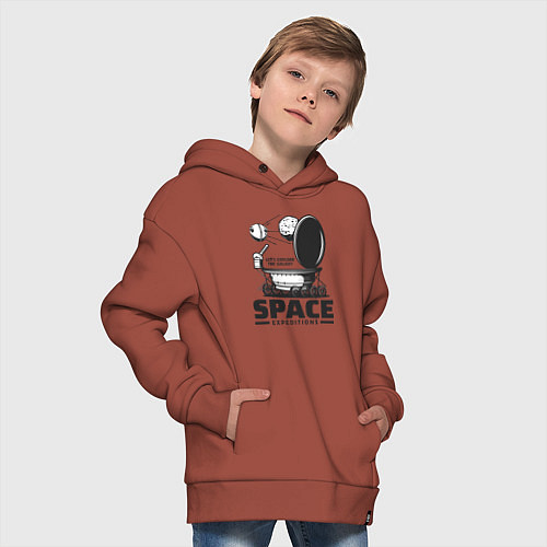 Детское худи оверсайз Космическая экспедиция лунохода / Кирпичный – фото 4