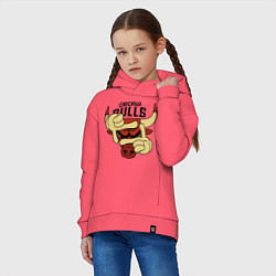 Толстовка оверсайз детская Bulls logo with hands, цвет: коралловый — фото 2