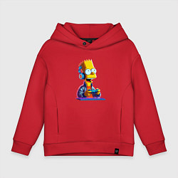 Толстовка оверсайз детская Bart is an avid gamer, цвет: красный