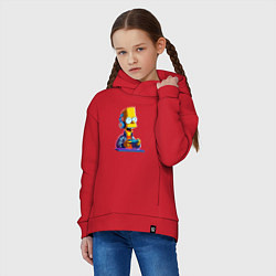 Толстовка оверсайз детская Bart is an avid gamer, цвет: красный — фото 2