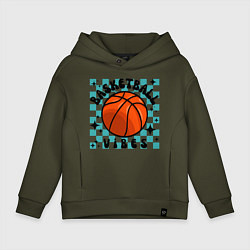 Толстовка оверсайз детская Basketball vibes, цвет: хаки