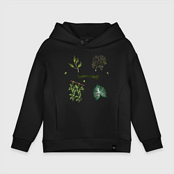 Толстовка оверсайз детская The botanical world warm, цвет: черный