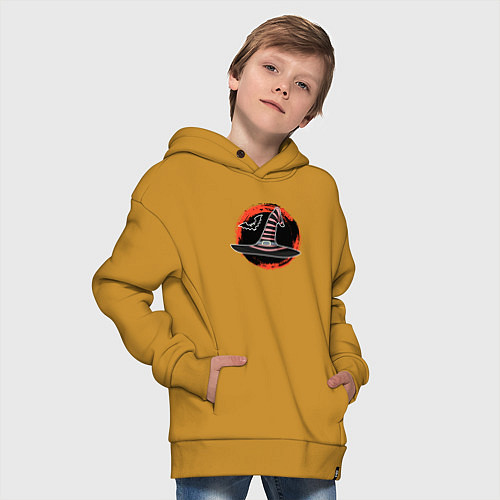Детское худи оверсайз Мультяшная шляпа ведьмы / Горчичный – фото 4
