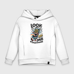 Толстовка оверсайз детская Смотри, цвет: белый