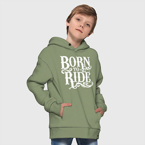Детское худи оверсайз Born to ride - рожденный ездить / Авокадо – фото 4
