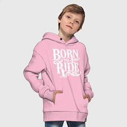 Толстовка оверсайз детская Born to ride - рожденный ездить, цвет: светло-розовый — фото 2