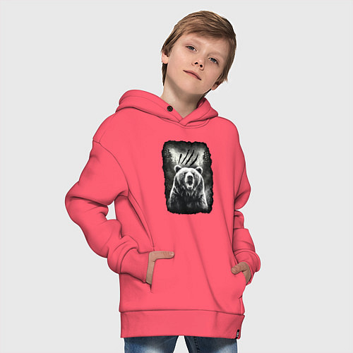 Детское худи оверсайз Большой Медведь / Коралловый – фото 4