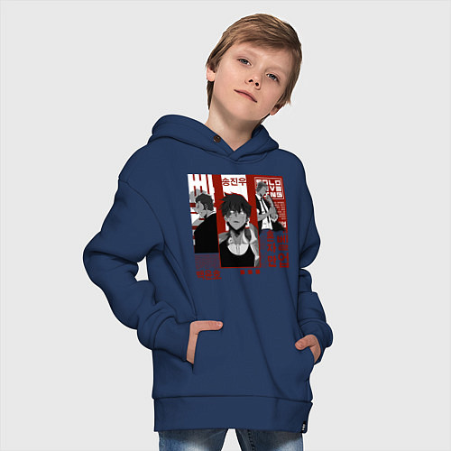 Детское худи оверсайз Solo leveling Rank S / Тёмно-синий – фото 4