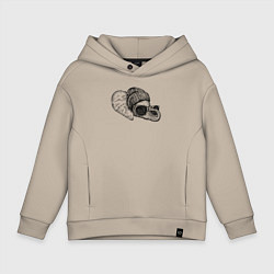 Толстовка оверсайз детская Слоненок-хипстер, цвет: миндальный