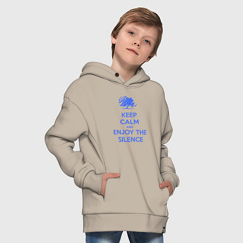 Детское худи оверсайз Keep calm and enjoy the silence / Миндальный – фото 4