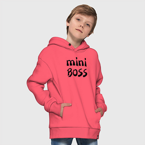 Детское худи оверсайз Mini boss / Коралловый – фото 4