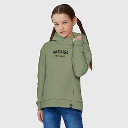 Толстовка оверсайз детская Vasilisa never alone - motto, цвет: авокадо — фото 2