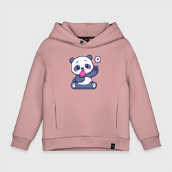 Толстовка оверсайз детская Ice cream panda, цвет: пыльно-розовый