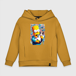 Детское худи оверсайз Bart Simpson with a kitten - ai art