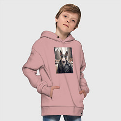 Толстовка оверсайз детская A tough bully from New York, цвет: пыльно-розовый — фото 2