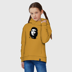 Толстовка оверсайз детская Черно-белый силуэт Че Гевара, цвет: горчичный — фото 2