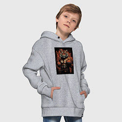 Толстовка оверсайз детская Тайский бокс тигр в стойке, цвет: меланж — фото 2