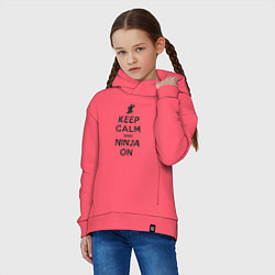 Толстовка оверсайз детская Keep calm and ninja on, цвет: коралловый — фото 2