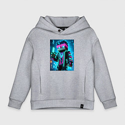 Толстовка оверсайз детская Minecraft - neon character ai art, цвет: меланж