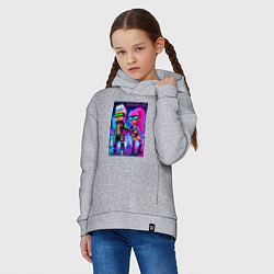 Толстовка оверсайз детская Barbie and Ken - Minecraft 2099 ai art collaborati, цвет: меланж — фото 2