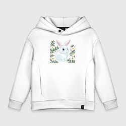 Детское худи оверсайз Милый зайчонок на фоне цветов