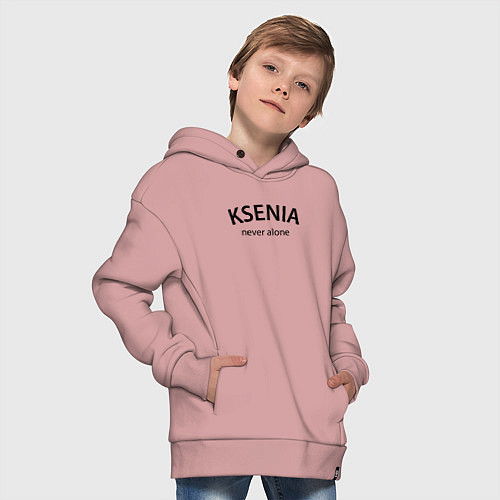 Детское худи оверсайз Ksenia never alone - motto / Пыльно-розовый – фото 4