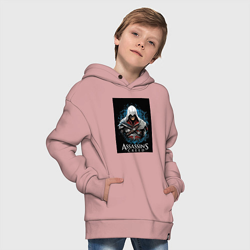 Детское худи оверсайз Assassins creed белый костюм / Пыльно-розовый – фото 4
