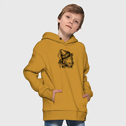 Толстовка оверсайз детская Тигр новогодний в шапке, цвет: горчичный — фото 2