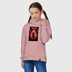 Толстовка оверсайз детская Assassins creed свозь пламя, цвет: пыльно-розовый — фото 2