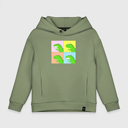 Толстовка оверсайз детская Дракончики в стиле поп-арт комикса, цвет: авокадо