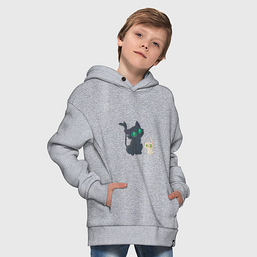 Детское худи оверсайз Судзумэ закрывающая двери Дайдзин кот / Меланж – фото 4