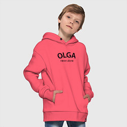 Толстовка оверсайз детская Olga never alone - motto, цвет: коралловый — фото 2