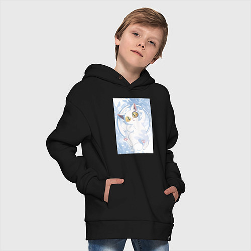 Детское худи оверсайз Судзумэ закрывающая двери Дайджин кот / Черный – фото 4