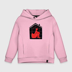 Толстовка оверсайз детская Сижу дома, цвет: светло-розовый