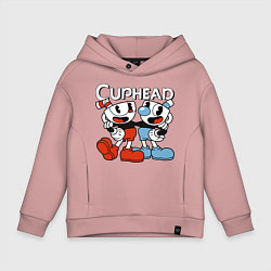 Толстовка оверсайз детская Cuphead and Mugman, цвет: пыльно-розовый