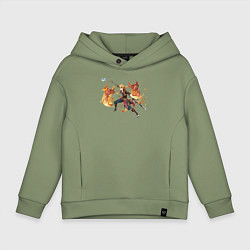 Толстовка оверсайз детская Тома Геншин Импакт, цвет: авокадо