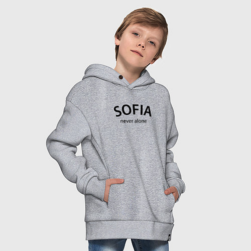 Детское худи оверсайз Sofia never alone - motto / Меланж – фото 4