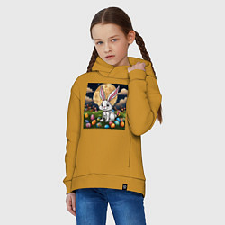 Толстовка оверсайз детская Пасха при луне, цвет: горчичный — фото 2