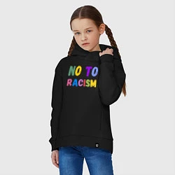 Толстовка оверсайз детская No to racism, цвет: черный — фото 2