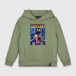 Толстовка оверсайз детская Jojo - Jotaro Kujo ai art, цвет: авокадо