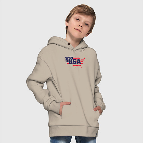 Детское худи оверсайз Map USA / Миндальный – фото 4