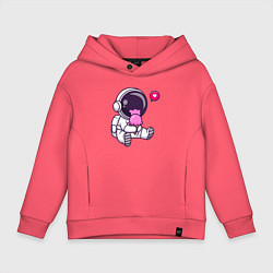 Толстовка оверсайз детская Космонавт и мороженое, цвет: коралловый
