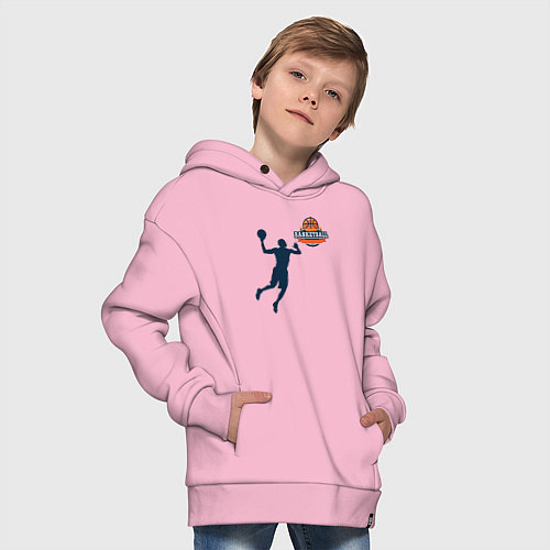 Детское худи оверсайз Игрок в баскетбол basketball / Светло-розовый – фото 4