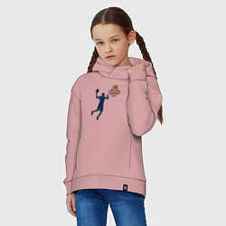 Толстовка оверсайз детская Игрок в баскетбол basketball, цвет: пыльно-розовый — фото 2