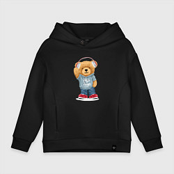 Детское худи оверсайз Плюшевый мишка в наушниках