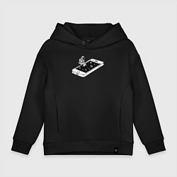 Толстовка оверсайз детская Космическая связь, цвет: черный