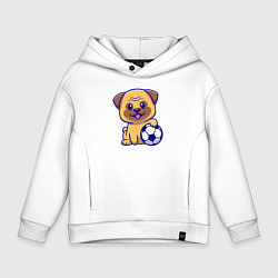 Толстовка оверсайз детская Бульдог футболист, цвет: белый