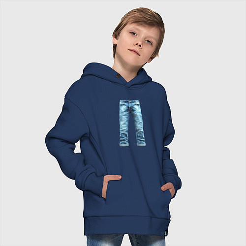 Детское худи оверсайз Джинсы штаны jeans / Тёмно-синий – фото 4