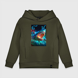 Детское худи оверсайз Great white space shark - ai art